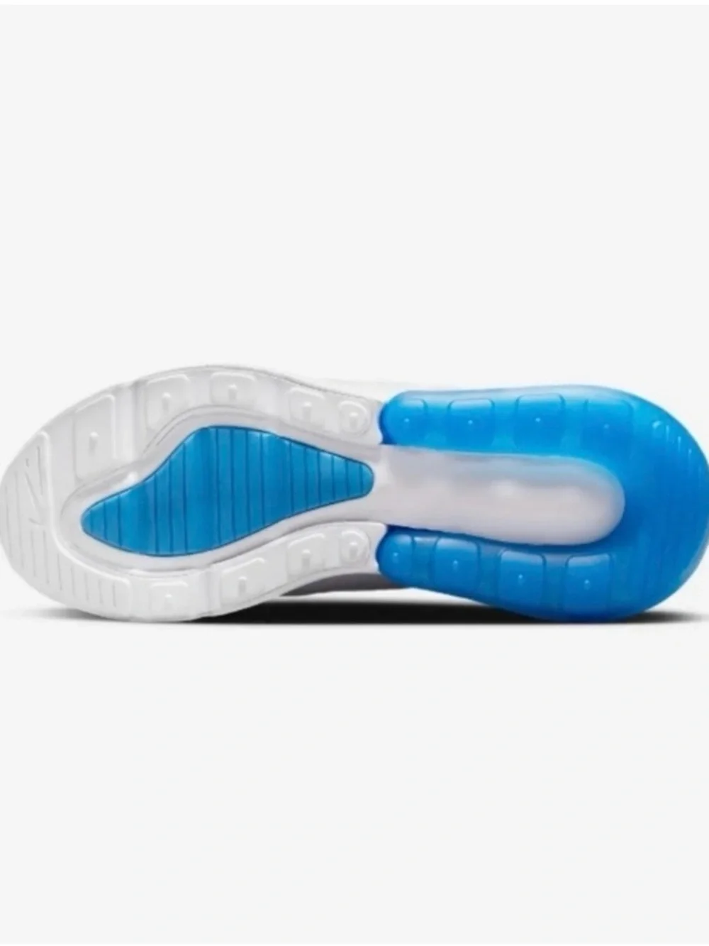 Nike Air Max 270 White with Blue Heel and Red Pull Tab